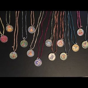 Indian Jewelry- 12 miniature hand painted pendants with gold accents